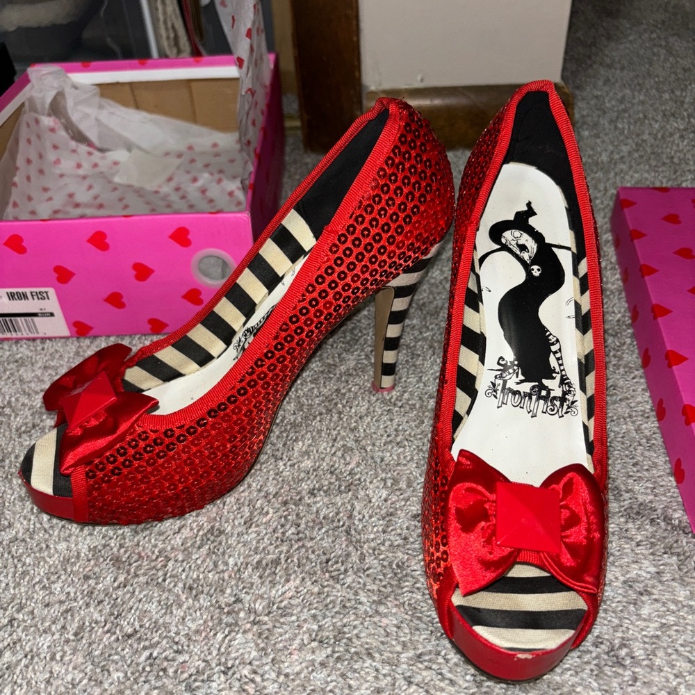 Iron Fist ruby slipper peeptoe platform heels